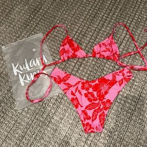 Kulani Kinis Pink Floral Swimsuit Set Size S